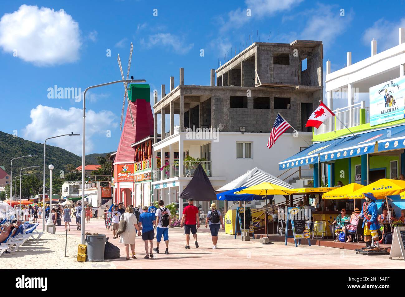 The Boardwalk, Philipsburg, St Maarten, Saint Martin, Lesser Antilles, Caribbean Stock Photo