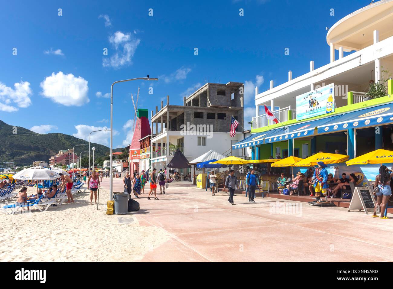 The Boardwalk, Philipsburg, St Maarten, Saint Martin, Lesser Antilles, Caribbean Stock Photo