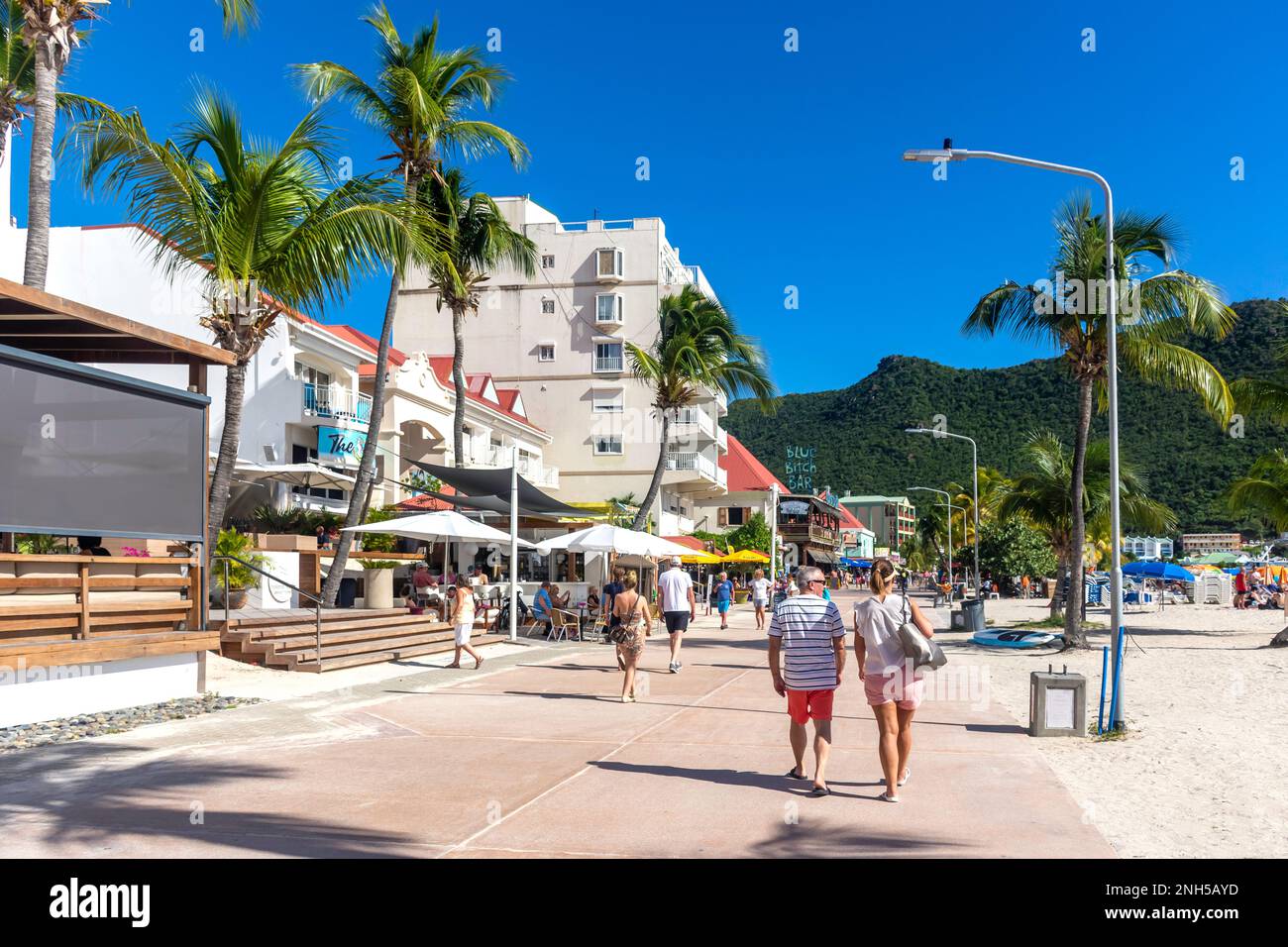 The Boardwalk, Philipsburg, St Maarten, Saint Martin, Lesser Antilles, Caribbean Stock Photo
