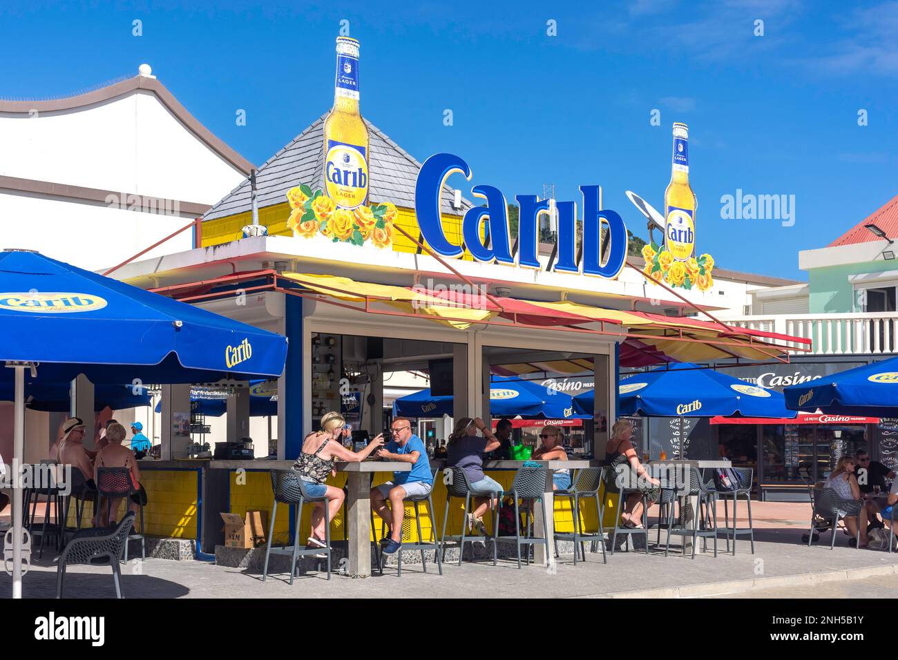 Carib Bar, The Boardwalk, Philipsburg, St Maarten, Saint Martin, Lesser Antilles, Caribbean Stock Photo