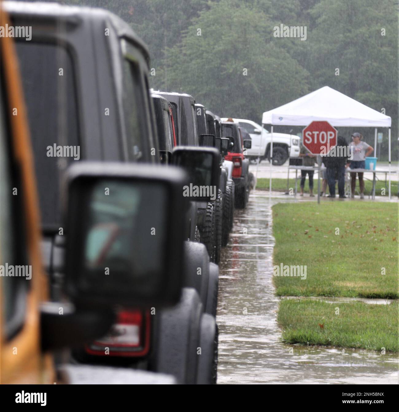 Hundreds of Jeeps line up on Camp Lincoln prior to the start of the