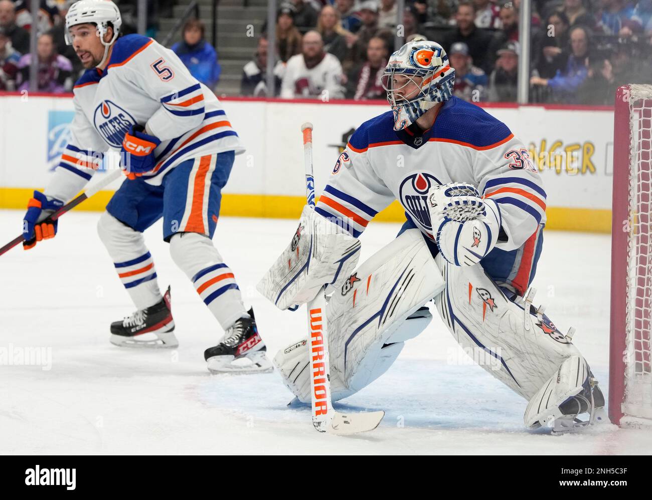 Edmonton Oilers goaltender Jack Campbell (36) guards his net during the  second period of an NHL hockey game against the Los Angeles Kings Monday,  Jan. 9, 2023, in Los Angeles. (AP Photo/Jae