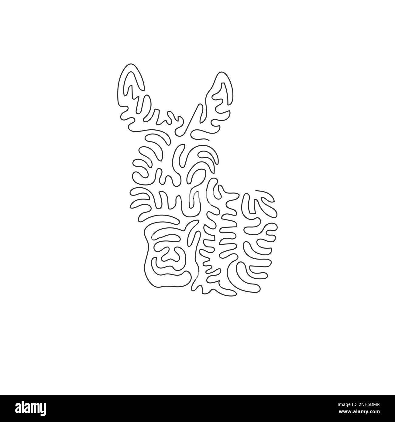 Single continuous line drawing of cute donkey abstract art. Continuous line draw graphic design vector illustration style of large ears donkey Stock Vector