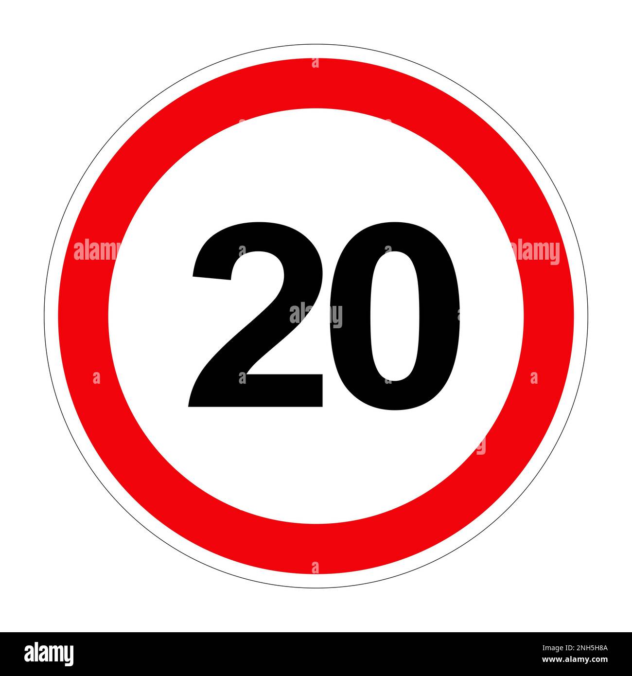 Road sign MAXIMUM SPEED 20 on white background, illustration Stock ...