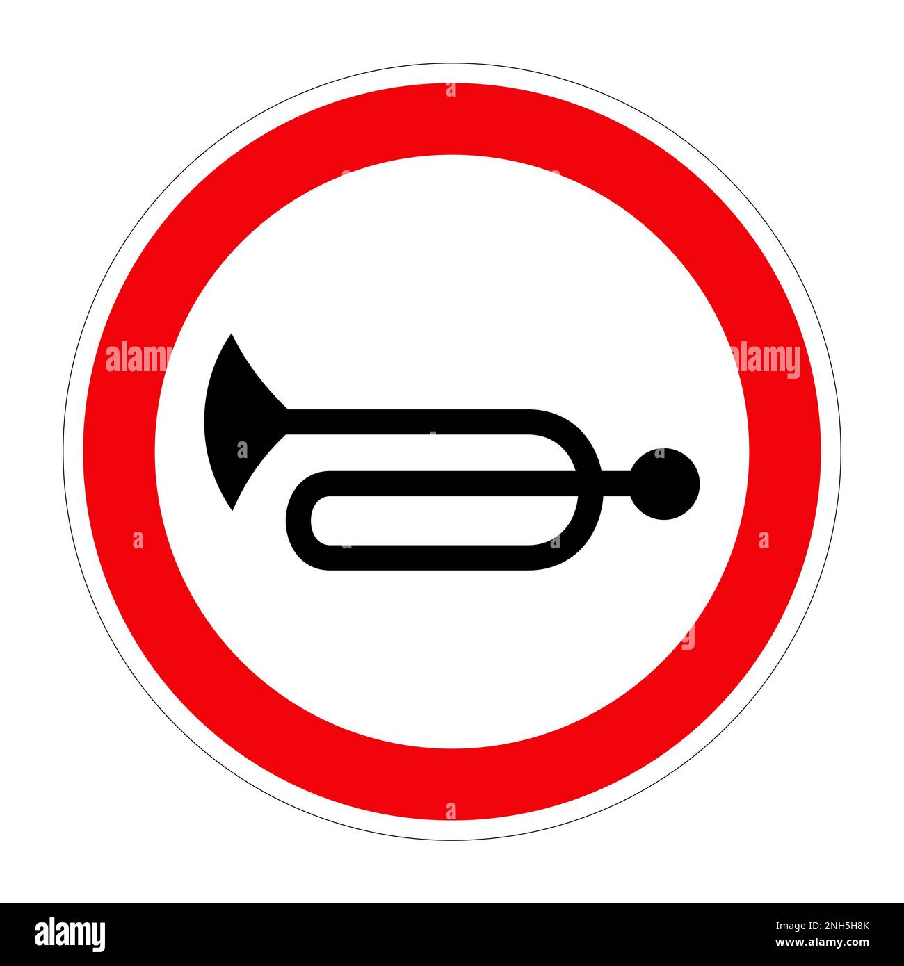 Traffic sign NO HONKING on white background, illustration Stock Photo