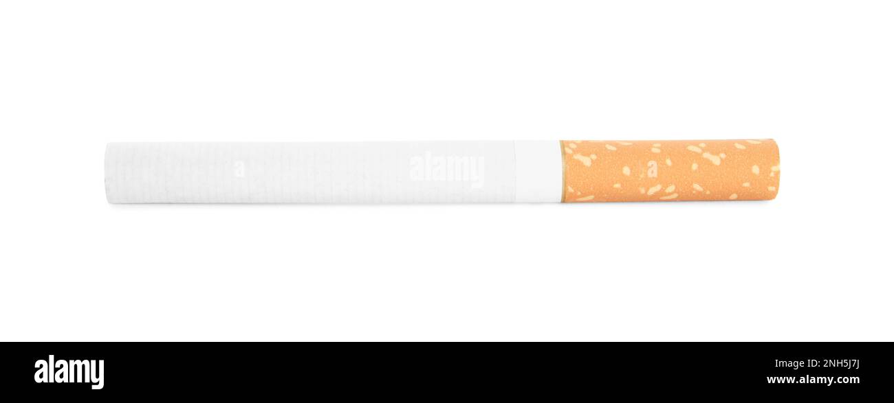 Cigarette with orange filter isolated on white Stock Photo Alamy