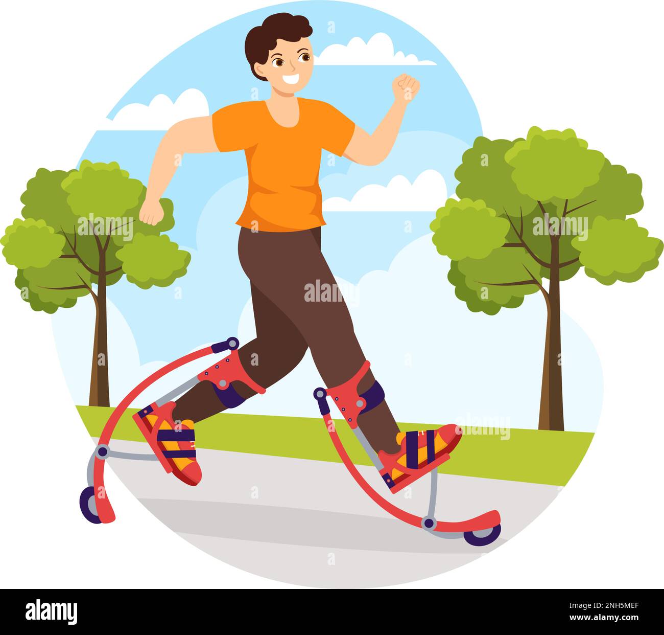 Powerbocking Sport Illustration with Jumping Boots for Web Banner or ...