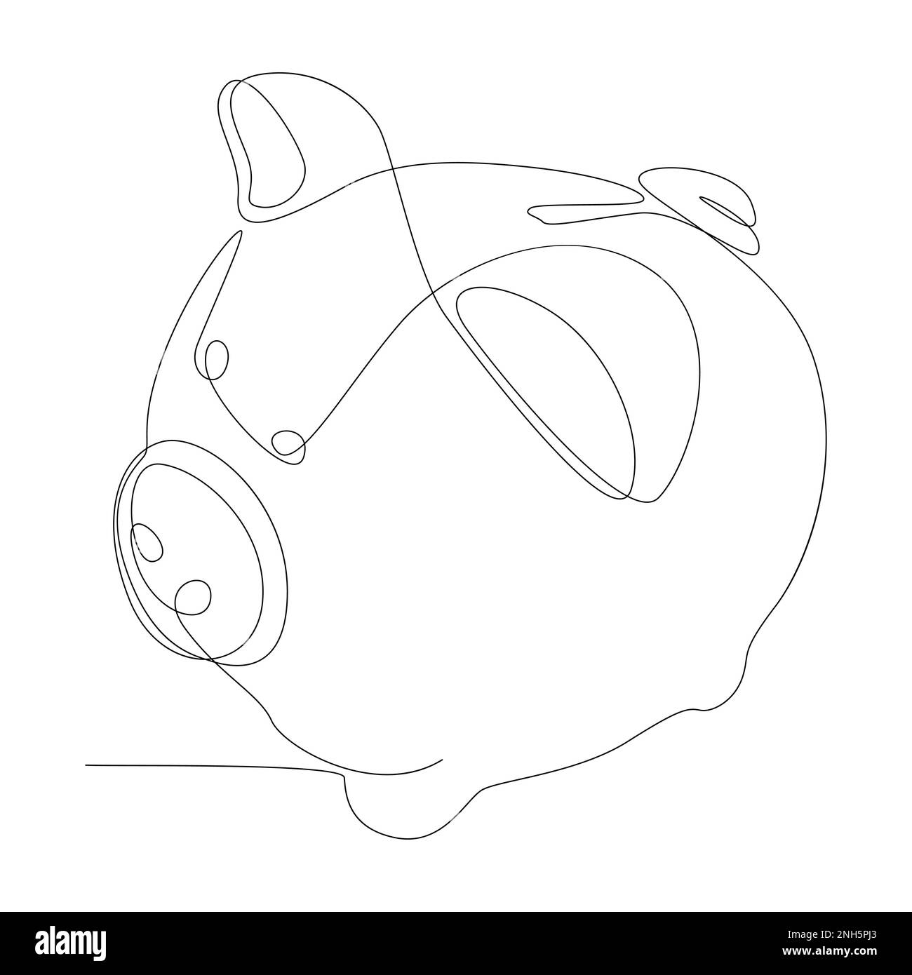 One continuous line of Piggy Bank. Thin Line Illustration vector