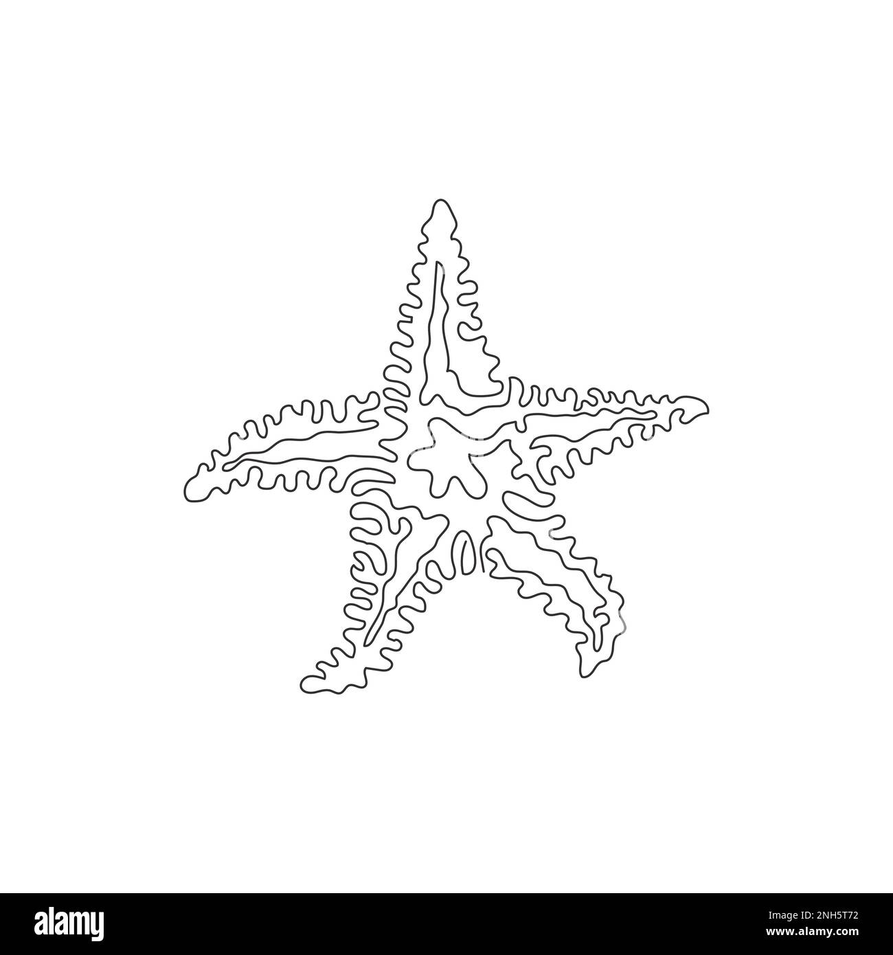 Continuous curve one line drawing of beautiful starfish curve abstract art. Single line editable stroke vector illustration of amazing starfish Stock Vector