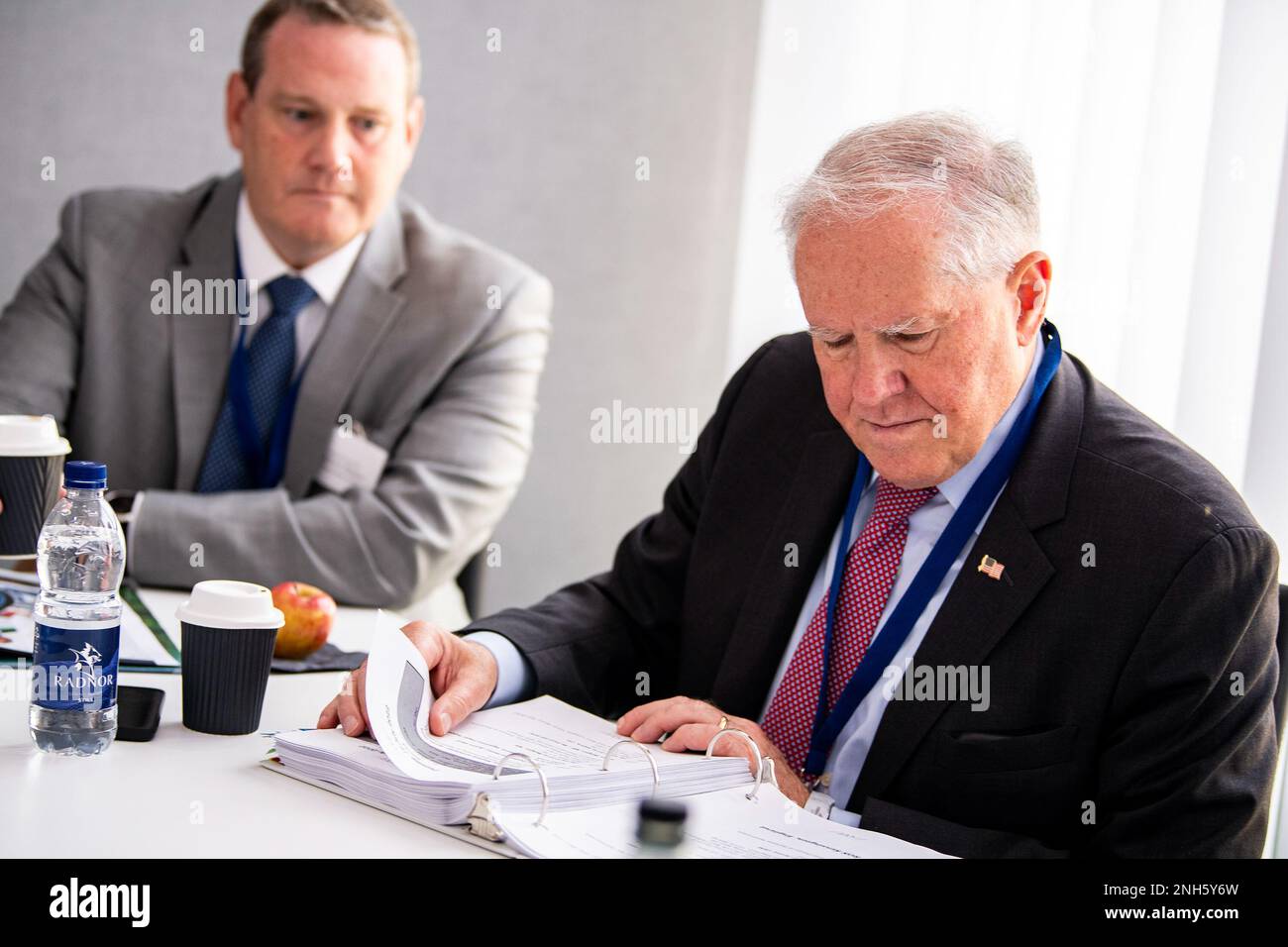 Secretary of the Air Force Frank Kendall reads notes prior to a meeting ...