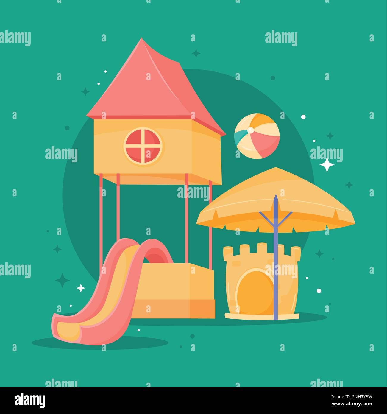 waterpark slide with castle scene Stock Vector Image & Art - Alamy