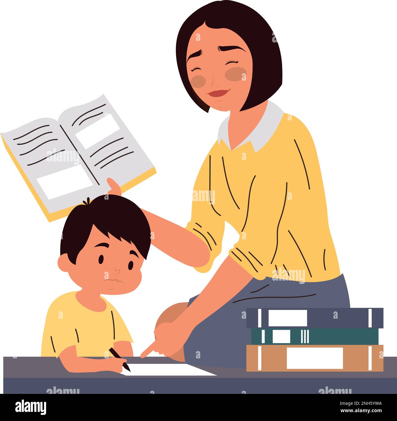 female teacher with student character Stock Vector Image & Art - Alamy