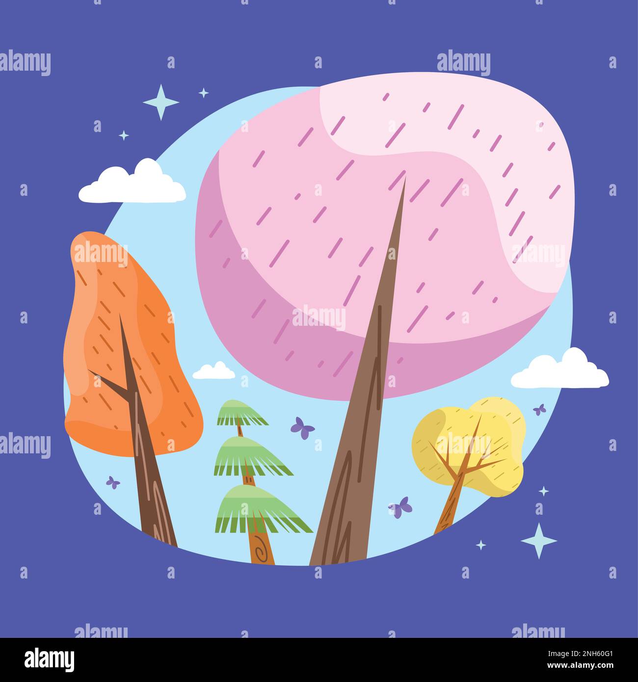 four trees plants circular frame Stock Vector Image & Art - Alamy