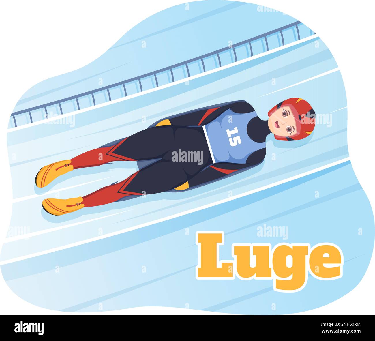 Luge Sled Race Athlete Winter Sport Illustration with Riding a Sledding, Ice and Bobsleigh in Flat Cartoon Hand Drawn for Landing Page Templates Stock Vector