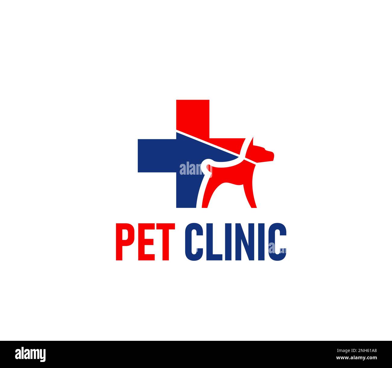 Pet clinic symbol. Dog veterinarian hospital, pet veterinary clinic or puppy medical service vector symbol. Vet doctor practice simple sign or icon wi Stock Vector