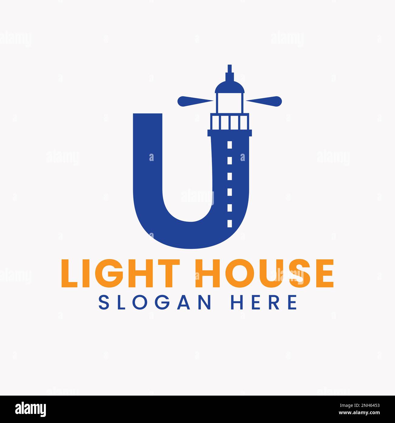 Letter U Light House Logo Vector Concept. Light House Logotype Stock Vector