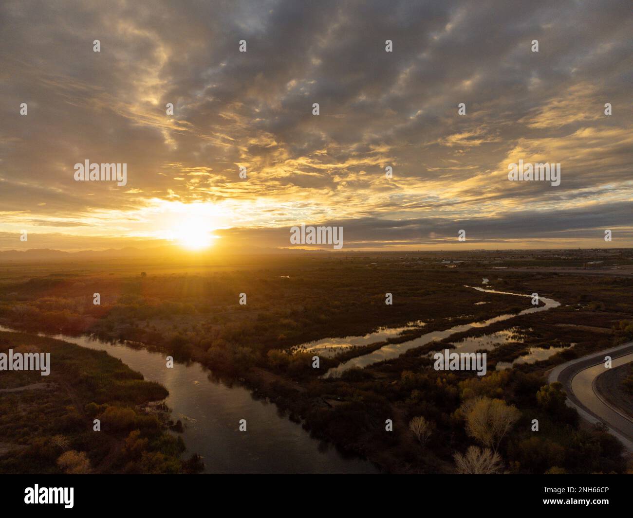 Lower Colorado River by Yuma Az at Sunrise Stock Photo