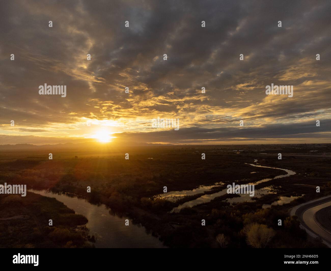 Lower Colorado River by Yuma Az at Sunrise Stock Photo