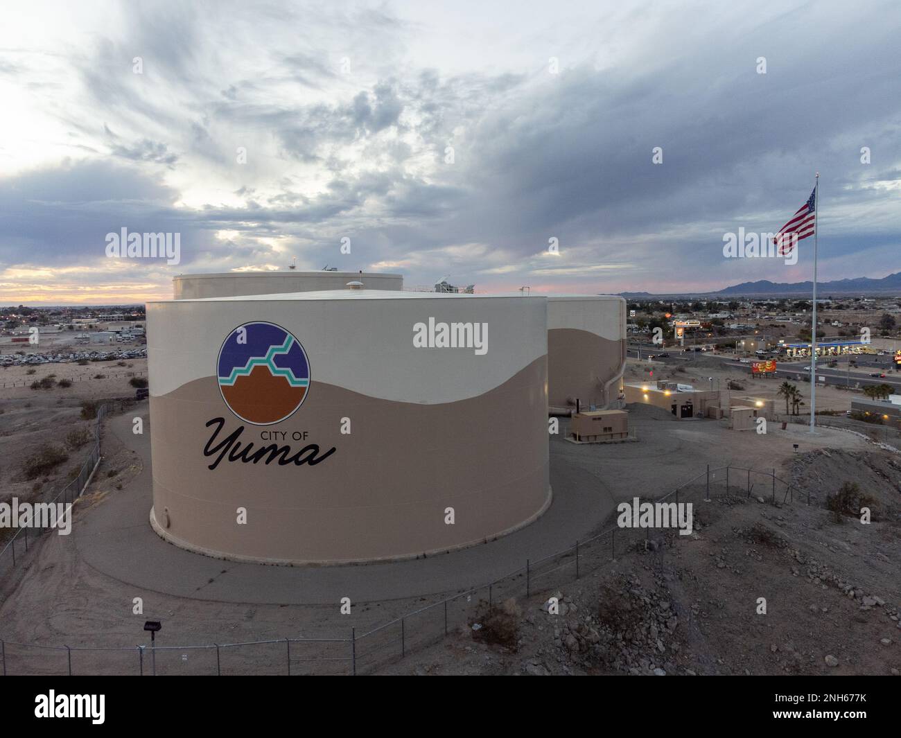 Yuma Water Tanks Stock Photo