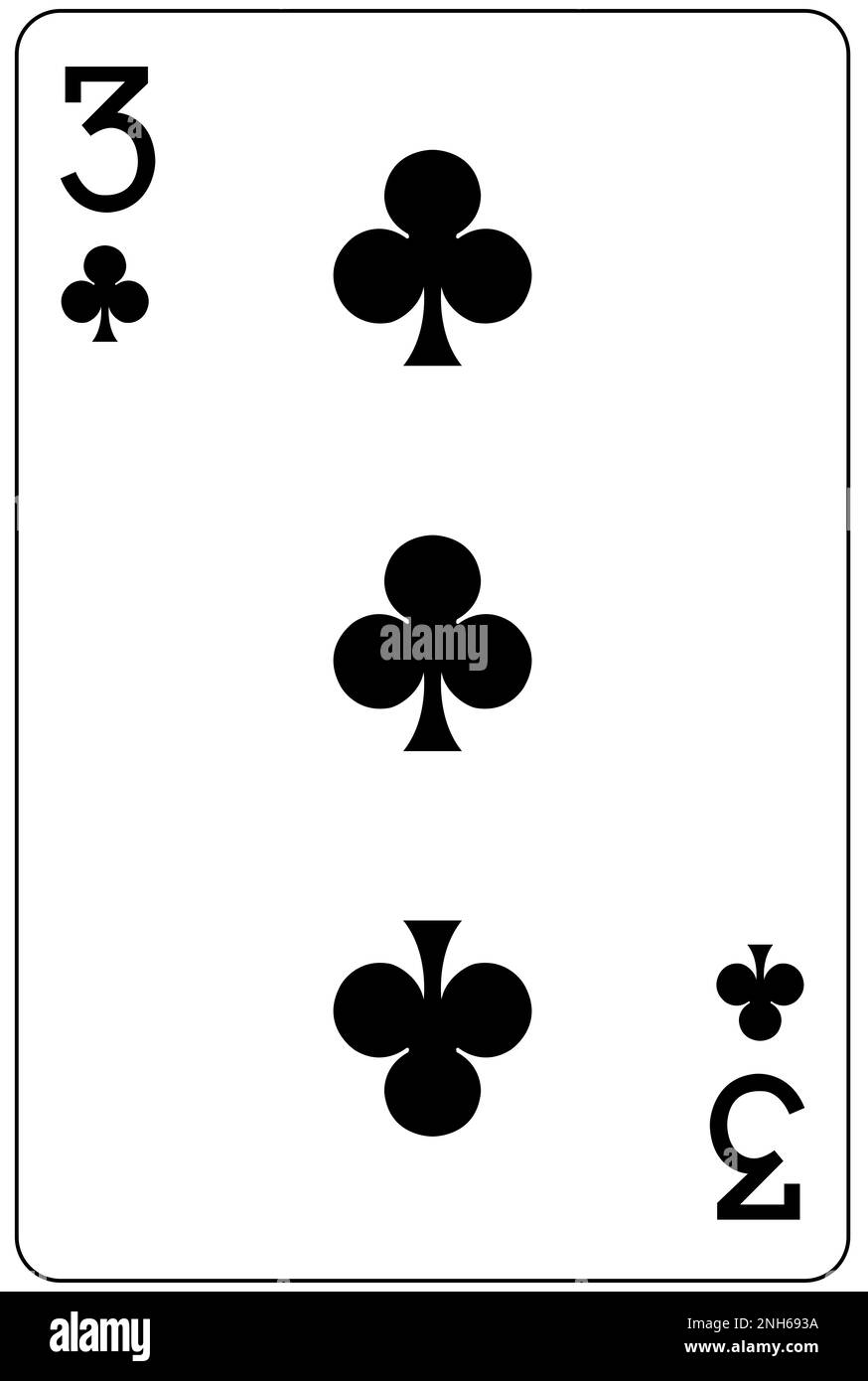 Three of Clubs playing card Stock Photo - Alamy
