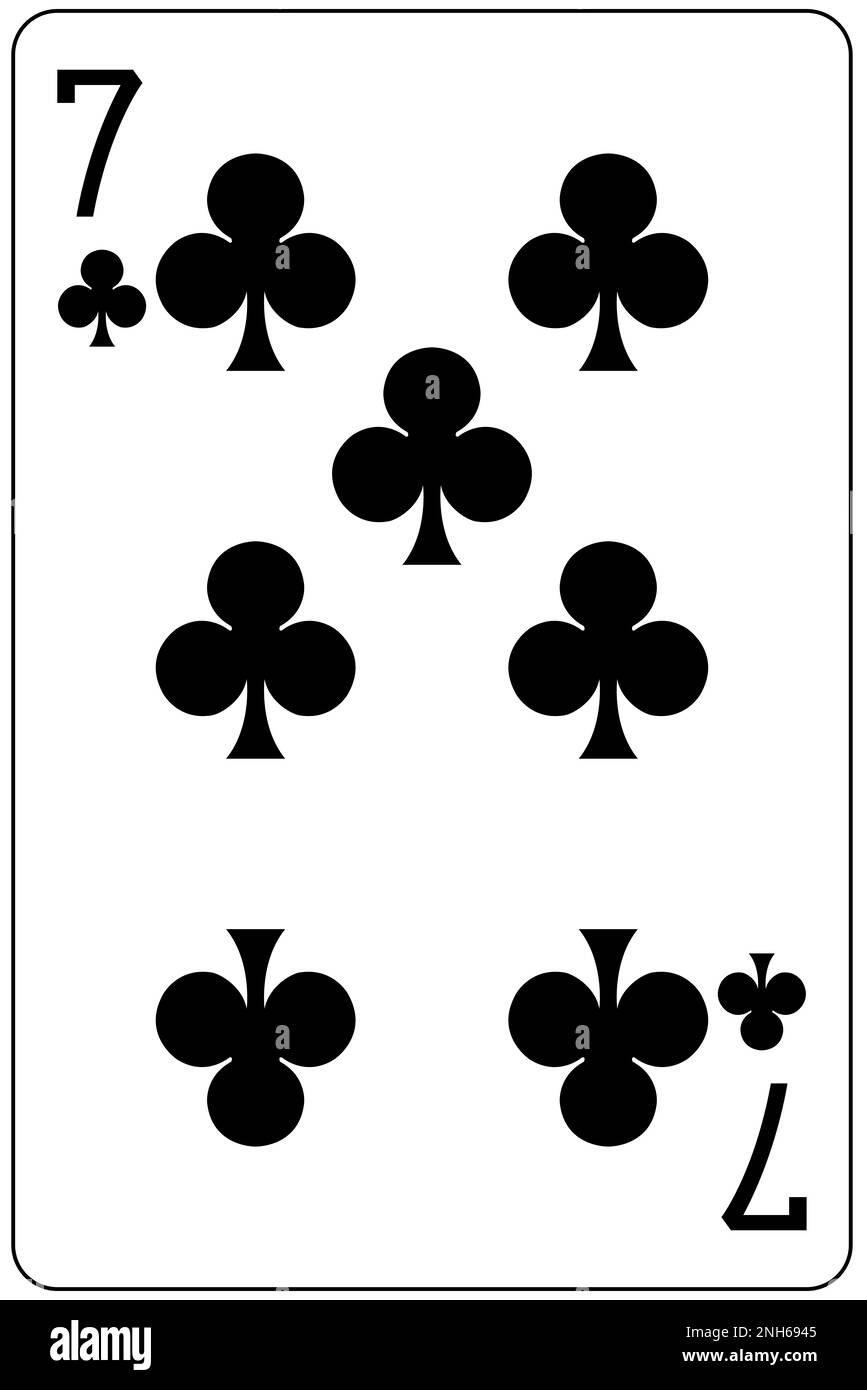 Seven of Clubs playing card Stock Photo