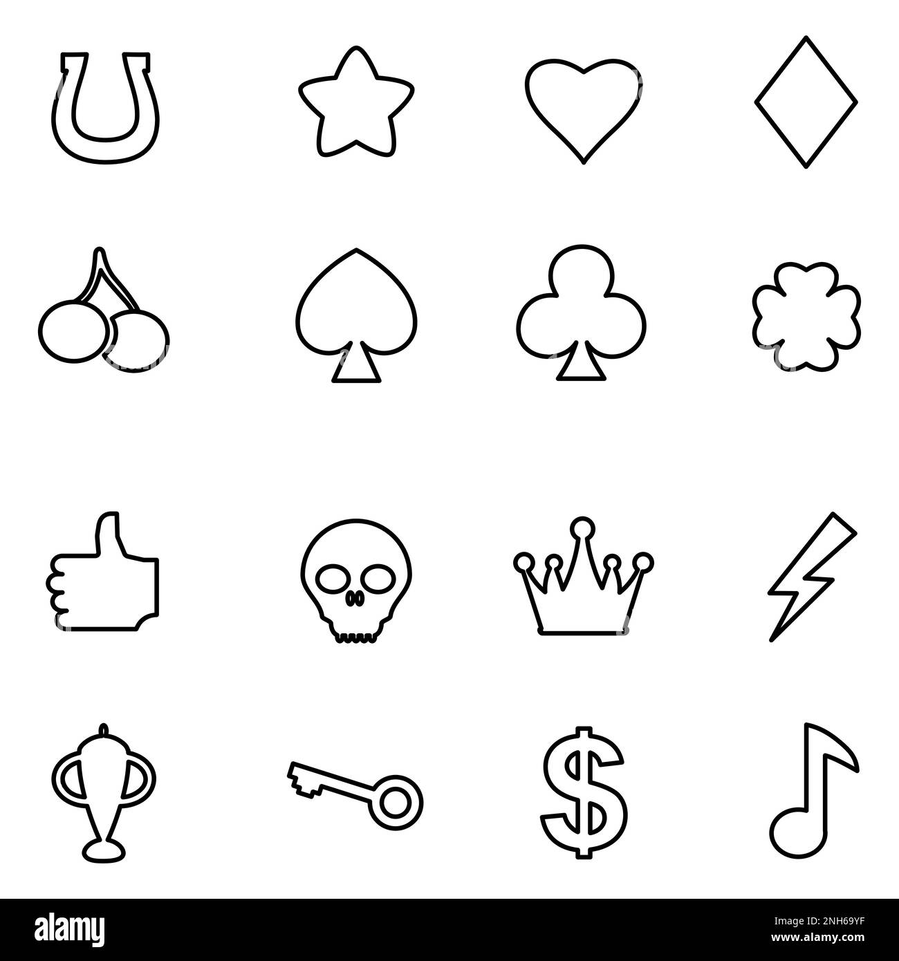 Set of Casino Slot Machine line Icons, editable stroke. Gambling