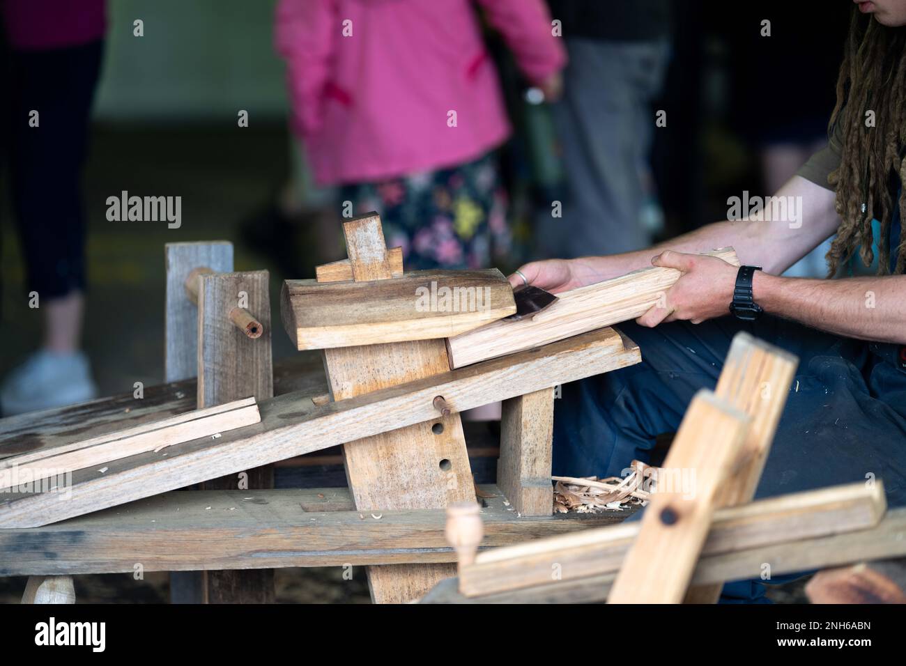 handcrafted woodwork builder, building a boat by hand out of huon pine