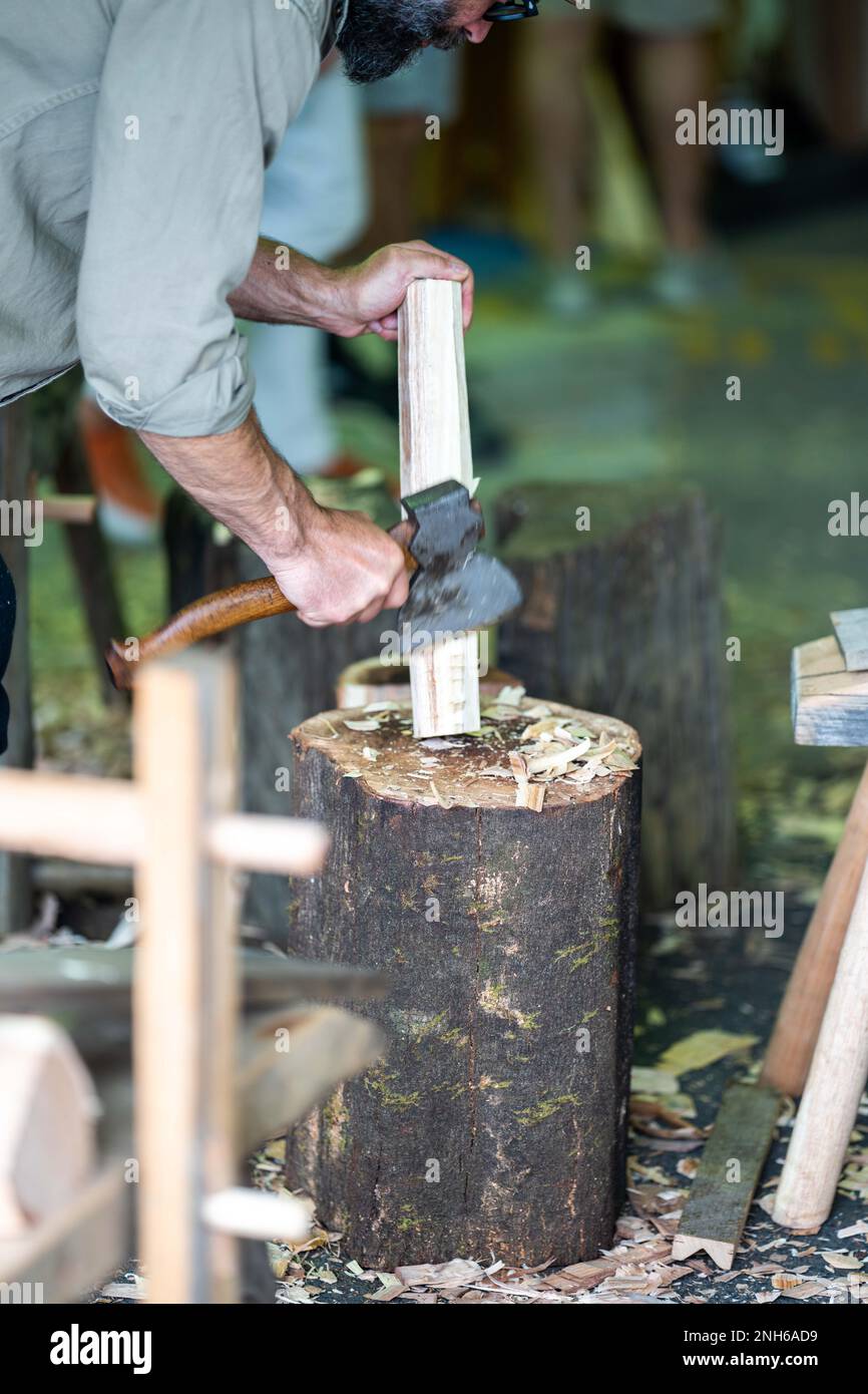 handcrafted woodwork builder, building a boat by hand out of huon pine
