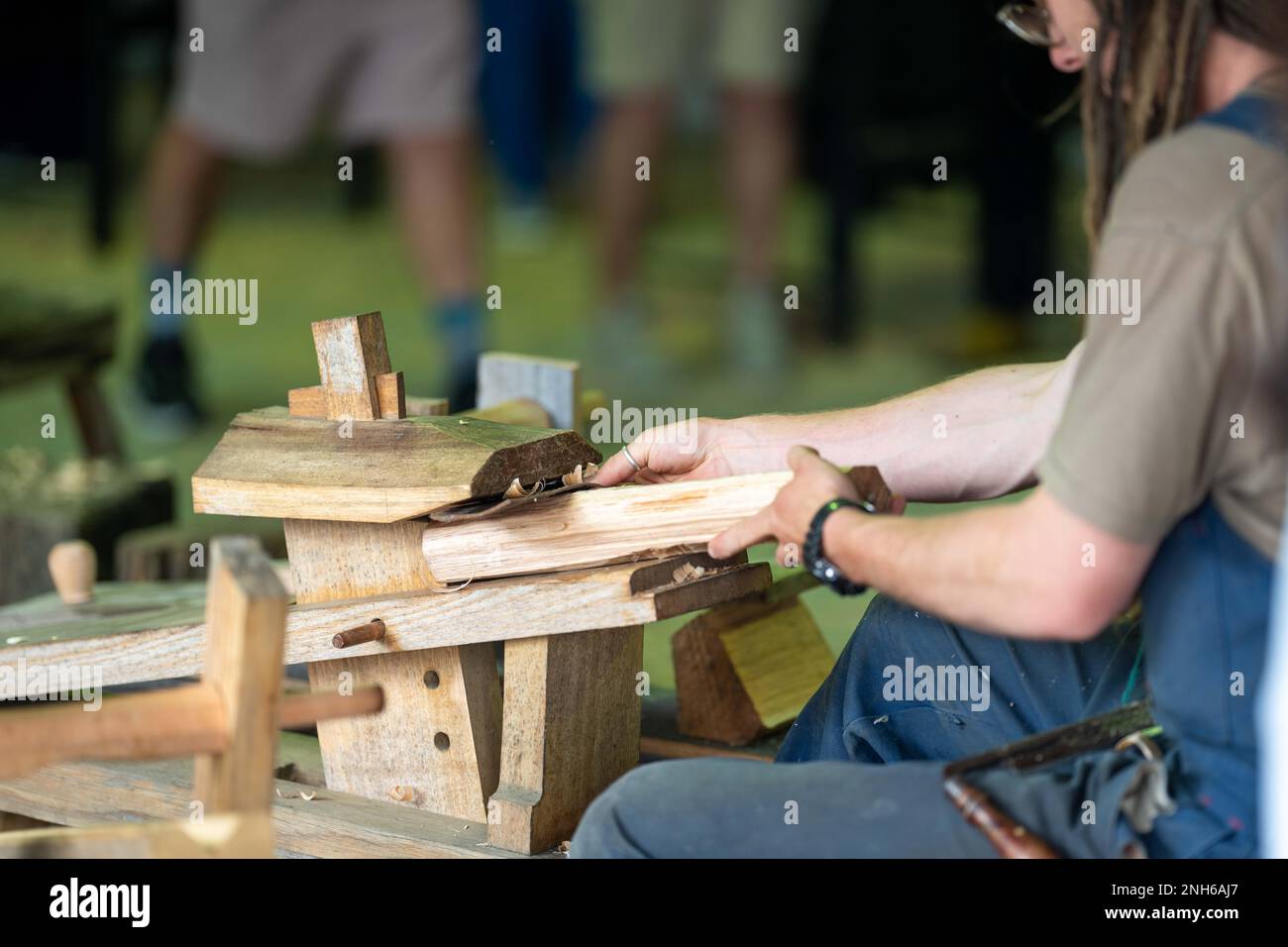 handcrafted woodwork builder, building a boat by hand out of huon pine