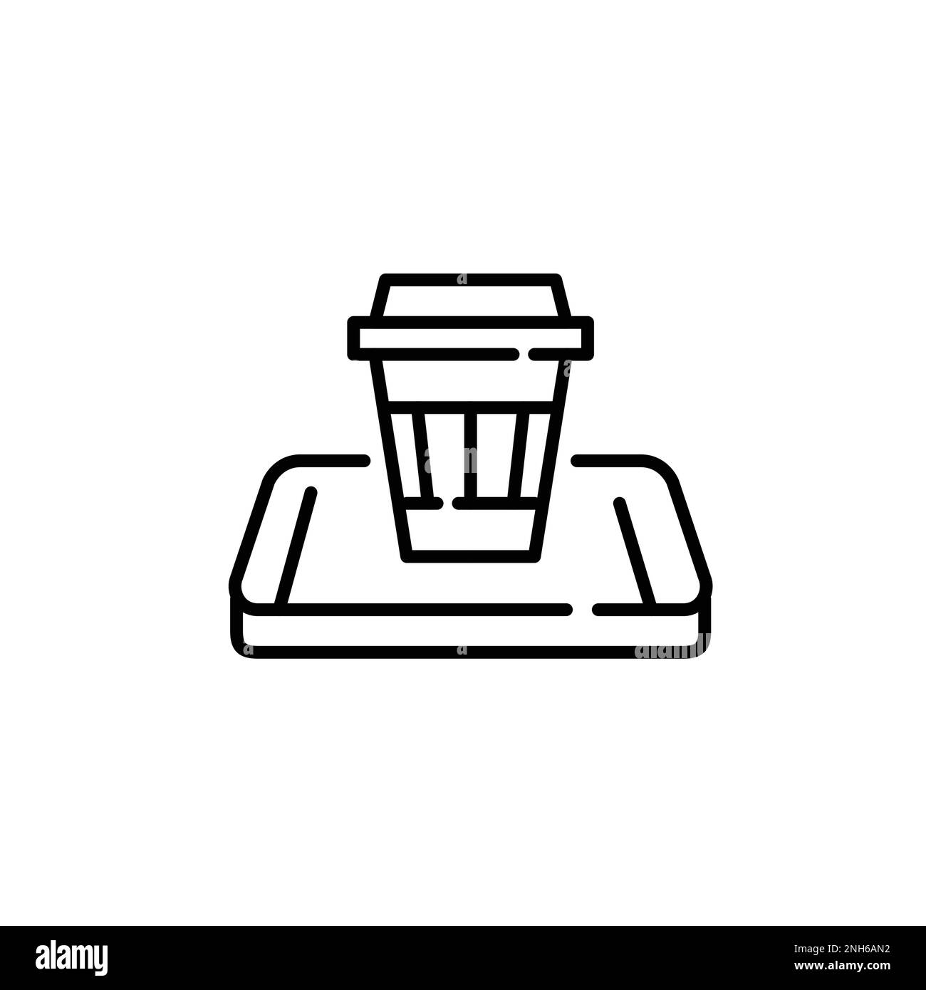 Coffee delivery app. Disposable cup on isometric smartphone. Pixel perfect, editable stroke icon Stock Vector