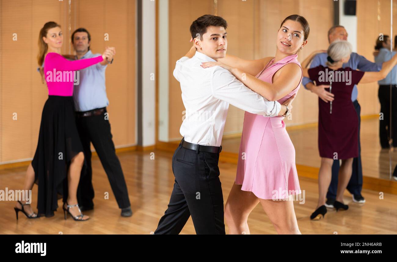 Dancing With Partner young woman with partner dance waltz Stock Photo - Alamy
