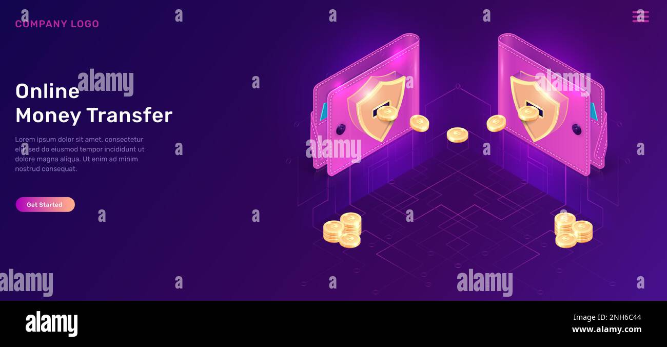 Online money transfer isometric concept vector illustration. Two ...