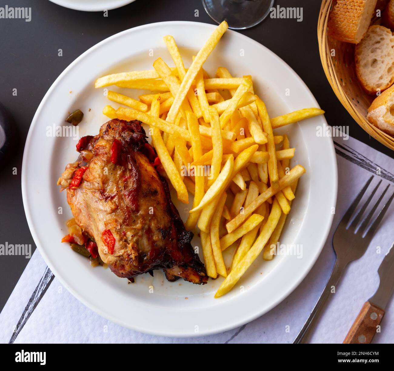 Pork knuckle with french fries Stock Photo Alamy