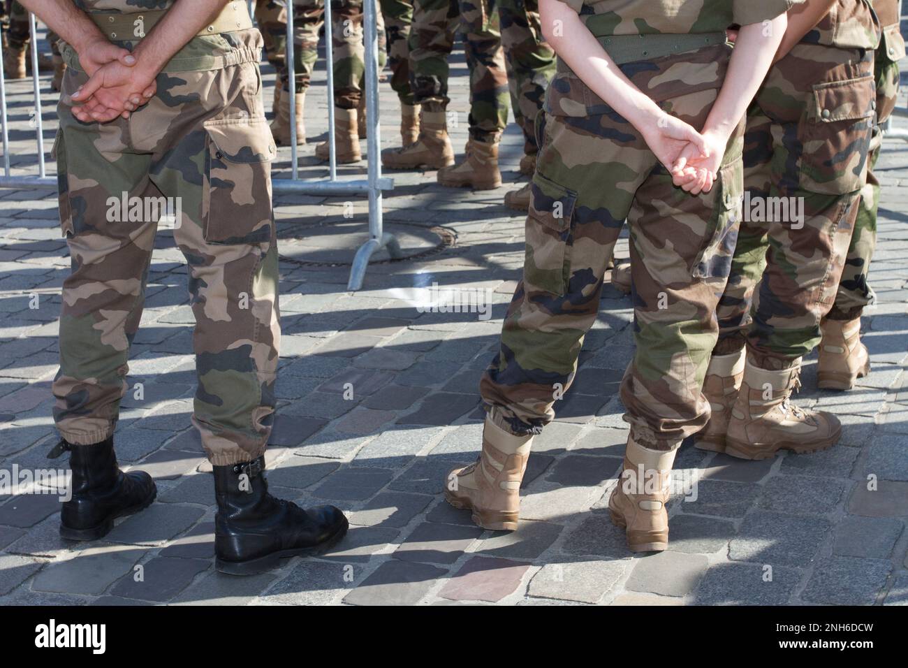 Army military boots, soldiers standing in line Stock Photo Alamy