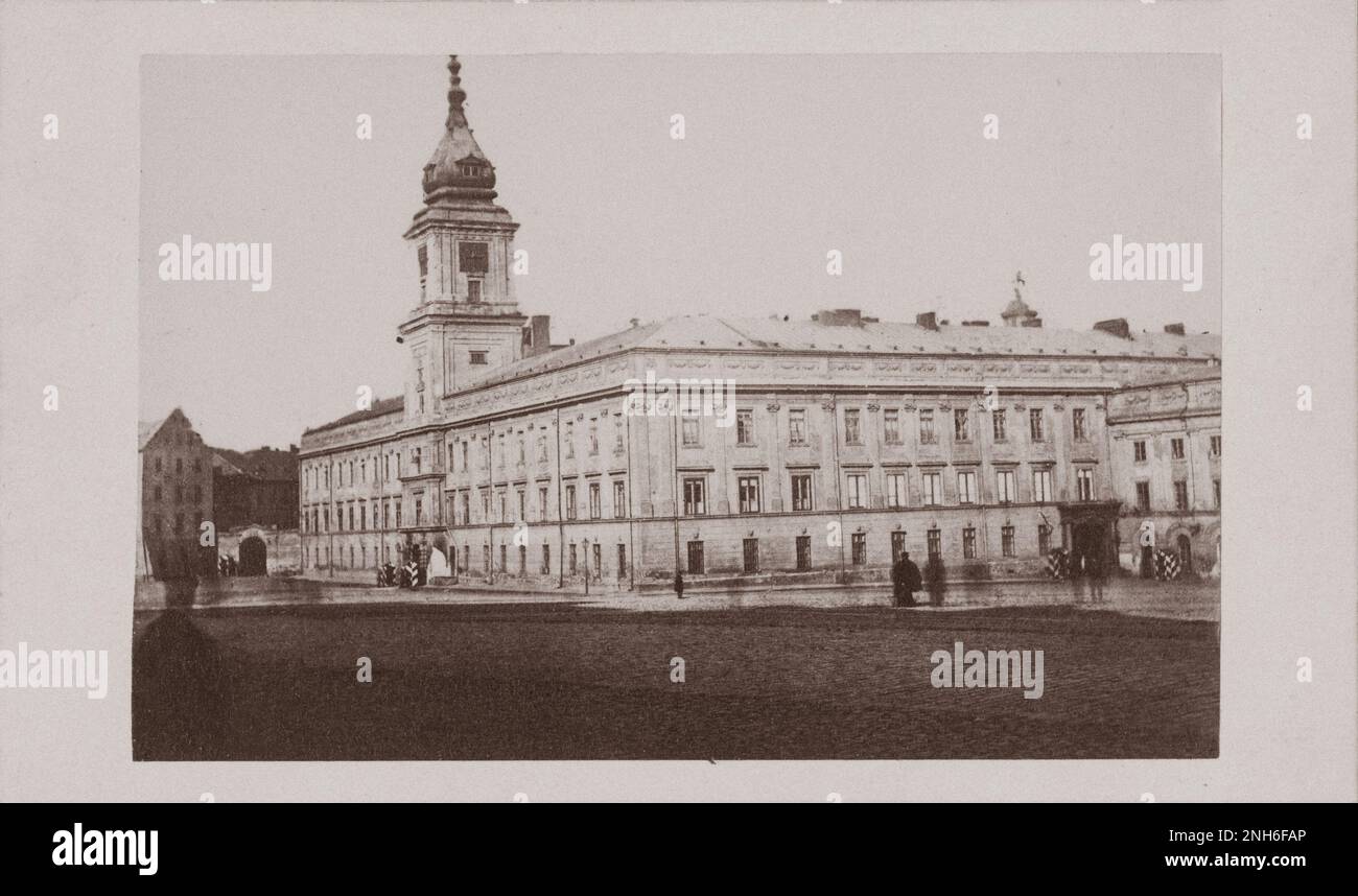 Vintage photo of the palace of Warsaw. 1875 - 1885 Stock Photo