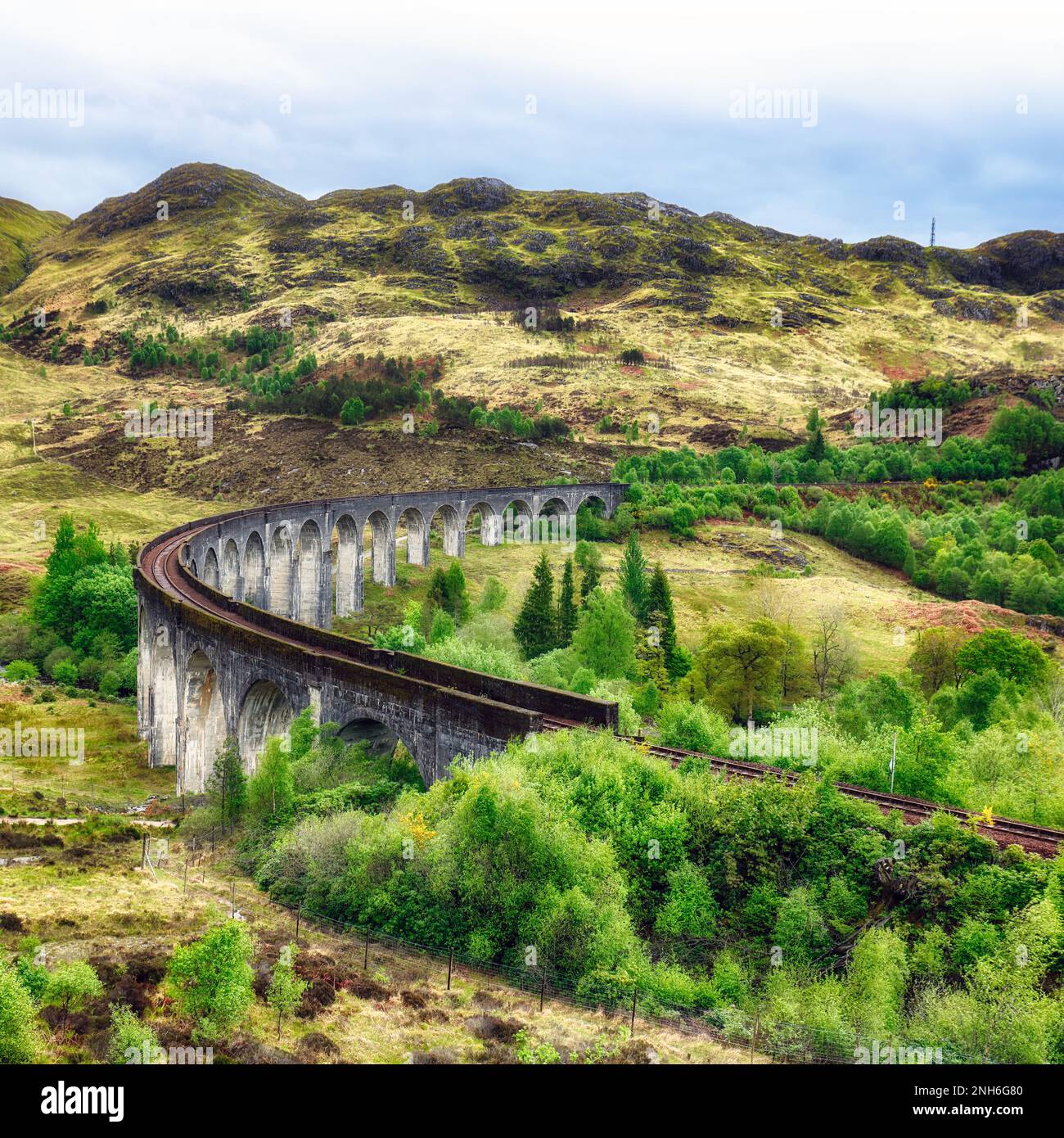 Glenfinnan Viaduct, Scotland. Travel tourist destination in Europe. Old