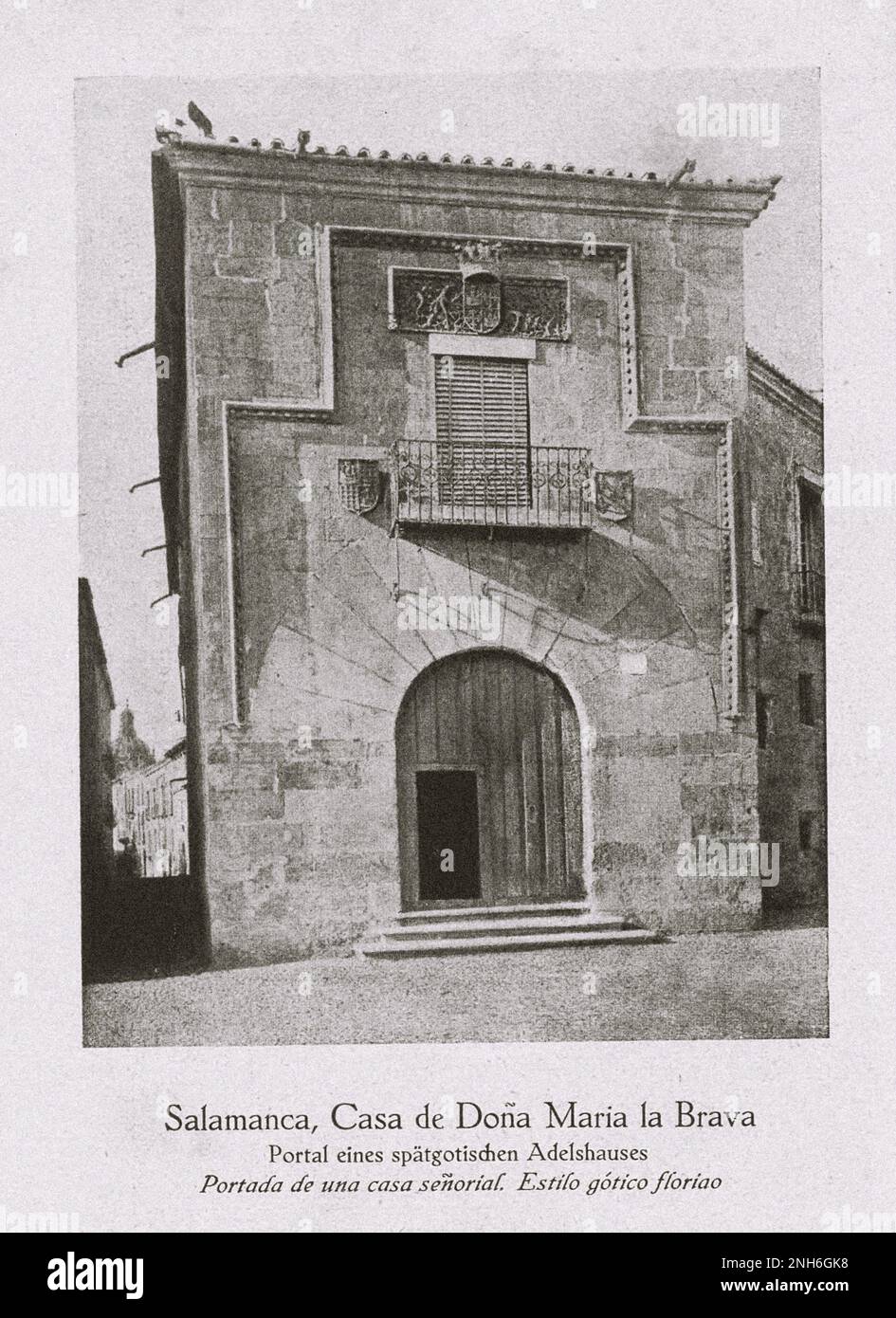 Architecture of Old Spain. Casa de Doña María la Brava in Salamanca Portal of a late Gothic noble house Stock Photo