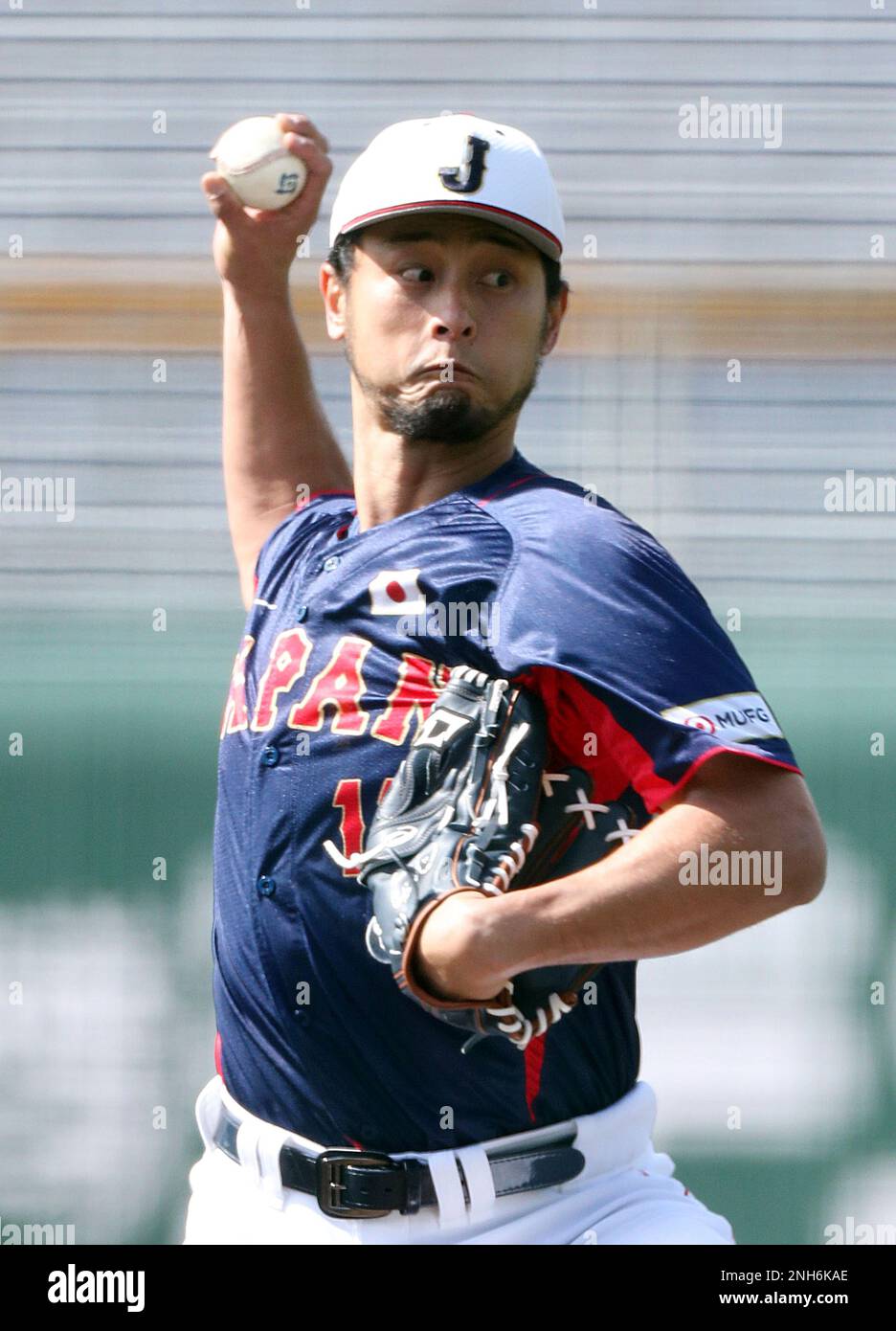 Japanese Yu Darvish of San Diego Padres pitches during Japan's training ...