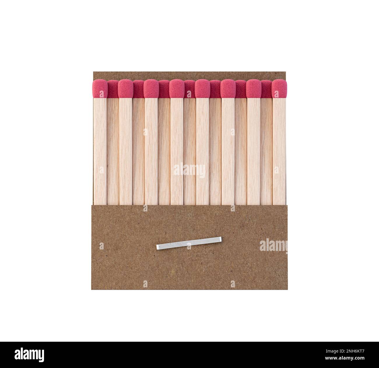 An open book of matches made with wood with pink tips in a generic