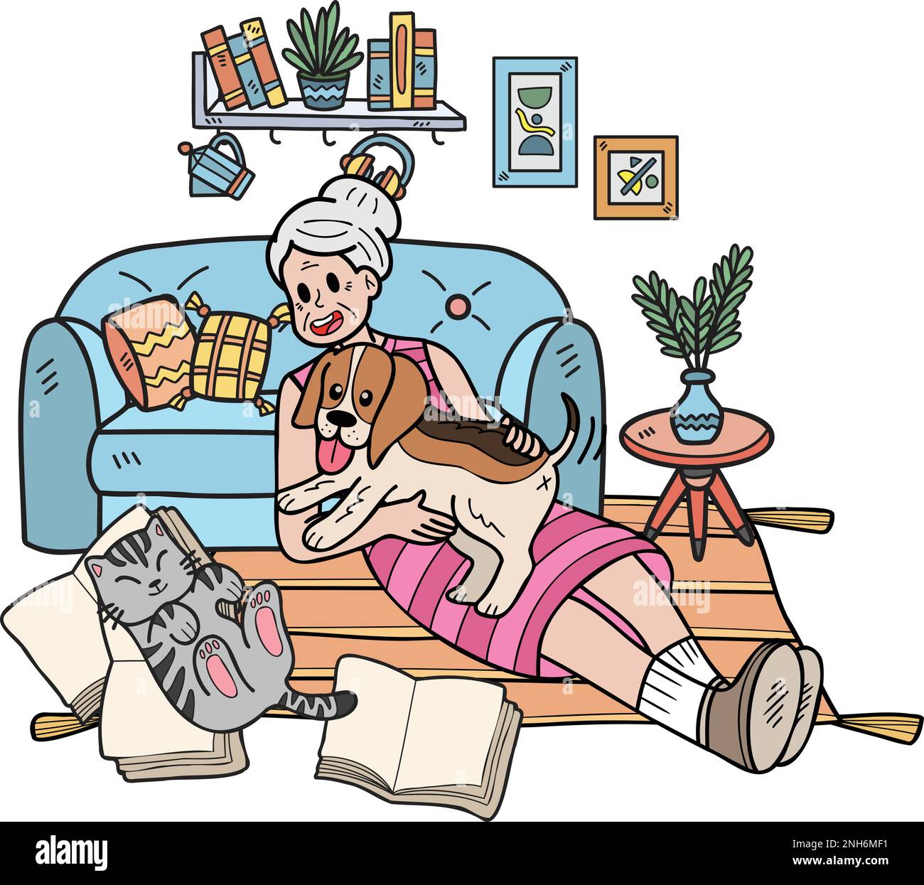 Dogs cats eating Stock Vector Images Alamy