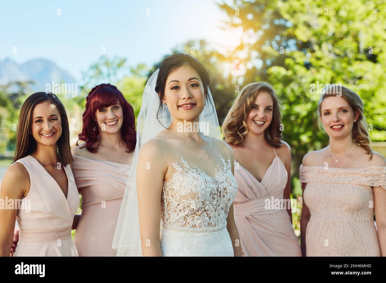 Best friends make the best bridesmaids. Portrait of a cheerful young bride and her brides maids