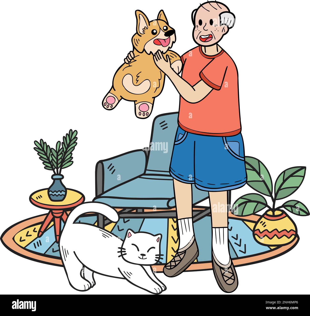 Dogs cats eating Stock Vector Images - Alamy