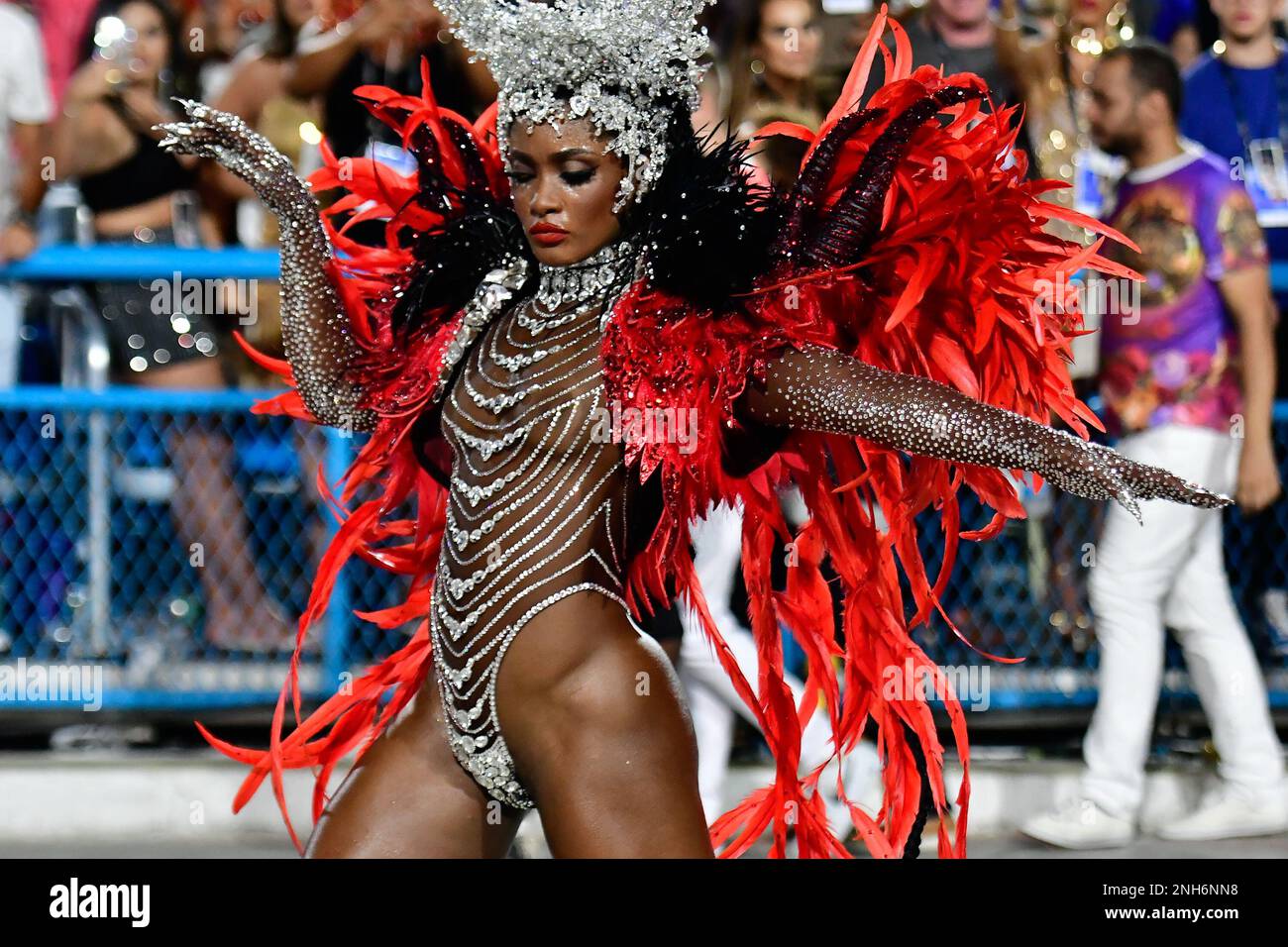 Rio De Janeiro, Brazil. 21st Feb, 2023. RJ - Rio de Janeiro - 02/20/2023 -  CARNIVAL RIO 2023, SPECIAL GROUP PARADE - Erika Januza Drum Queen of the  Viradouro Samba School during