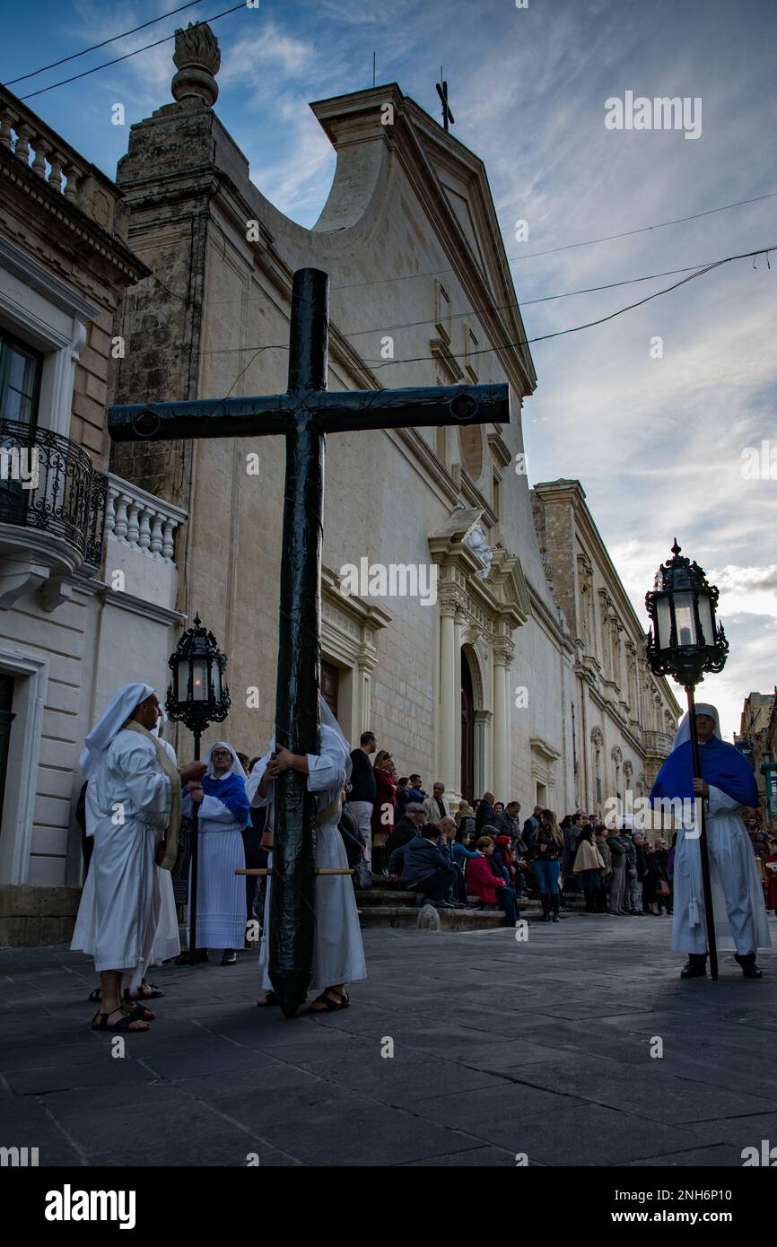Scenic celebration of the Via Crucis in Rabat village, Malta Stock Photo