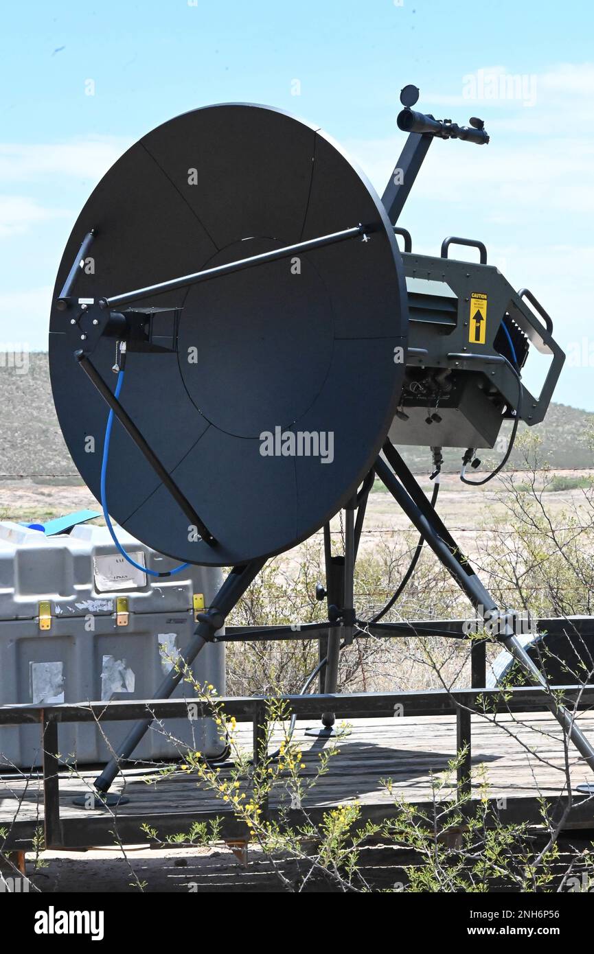 A large emitter tested during Vanguard 22, an inaugural pilot exercise July 18-22, at the Lieutenant John R. Fox Multi-Domain Operations Non-Kinetic Range complex, designed to explore and evaluate software driven threat representation capabilities and inform Army leadership on MDO testing, training, and range requirements of the future. Stock Photo