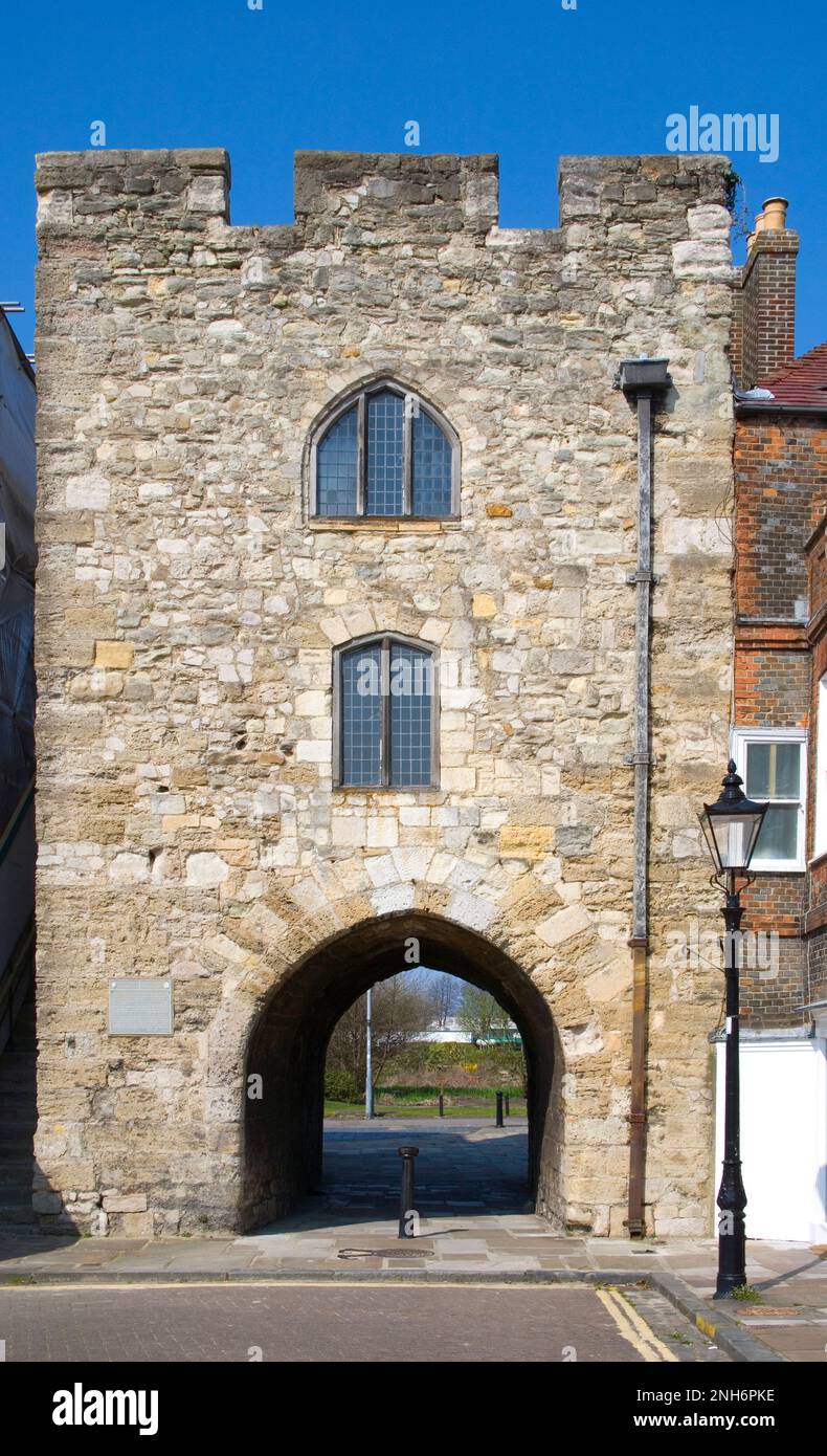 the west gate part of the old city walls around southampton Hampshire Stock Photo