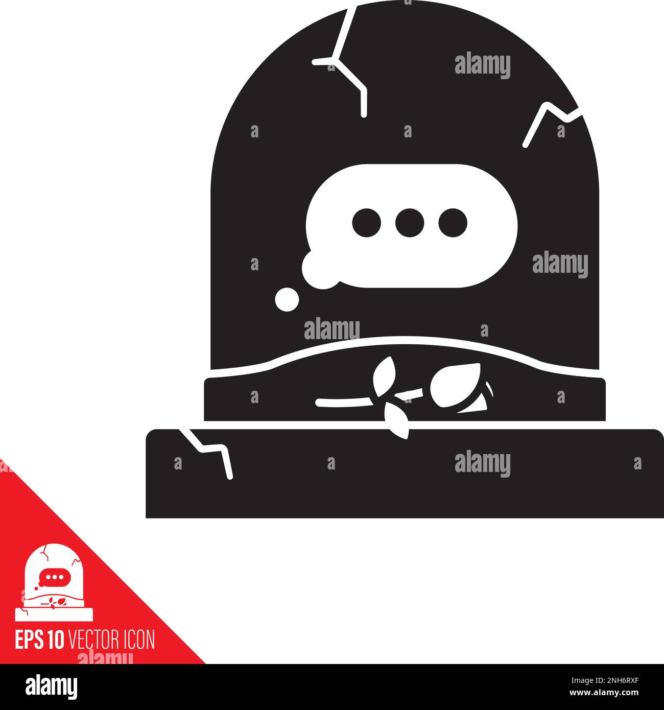 Tombstone with empty text message bubble vector glyph icon Stock Vector