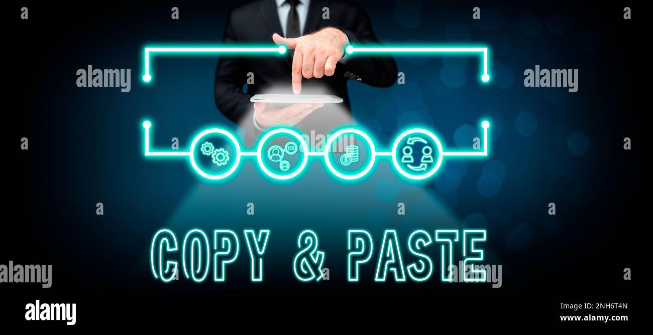 Hand writing sign Copy Paste. Word for an imitation, transcript, or ...