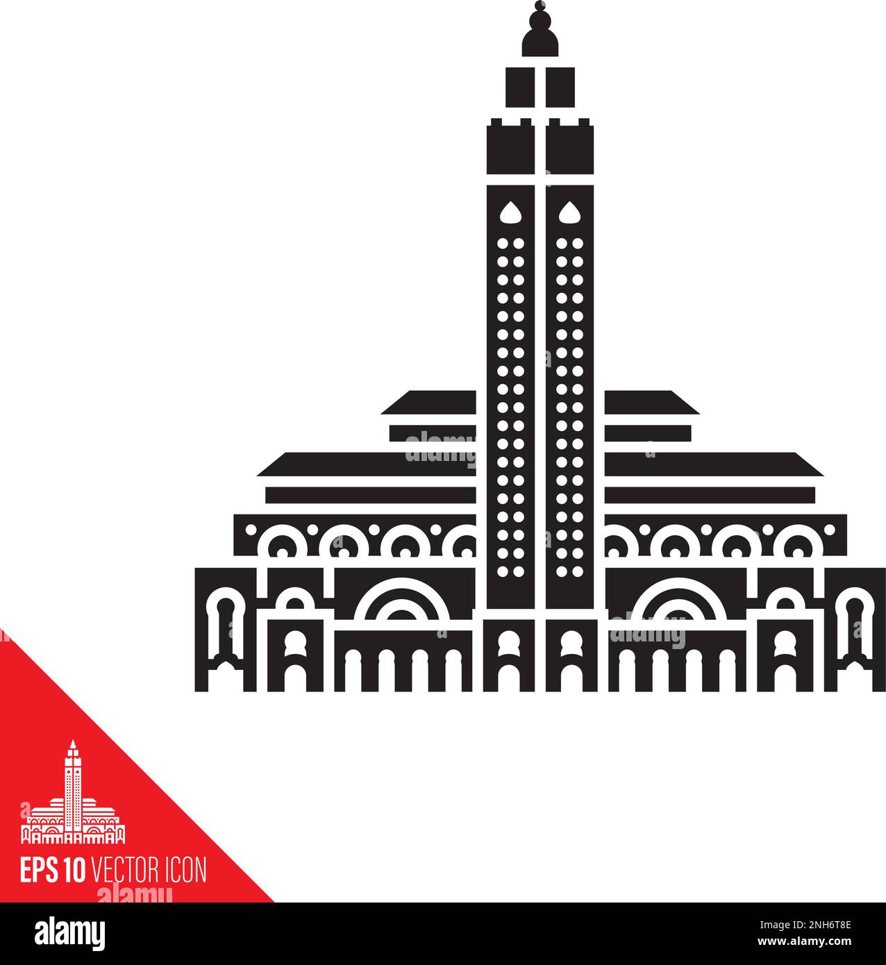 Hassan II mosque vector glyph icon Stock Vector