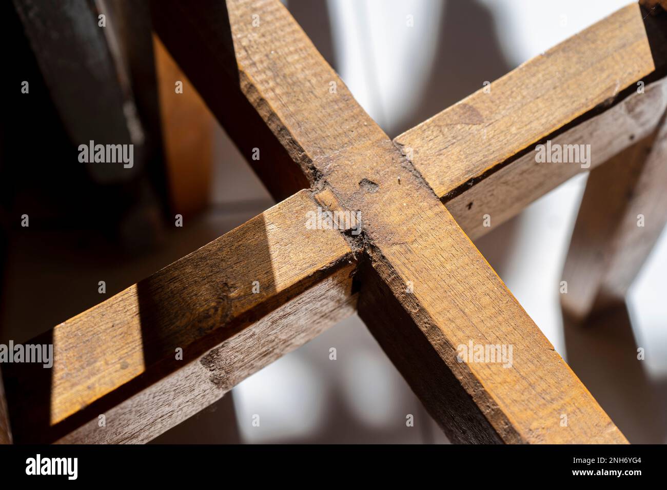 Wooden cross concept design for Christianity background Stock Photo